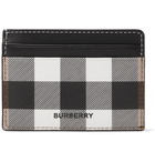 BURBERRY - Logo-Appliquéd Checked E-Canvas and Leather Cardholder - Brown