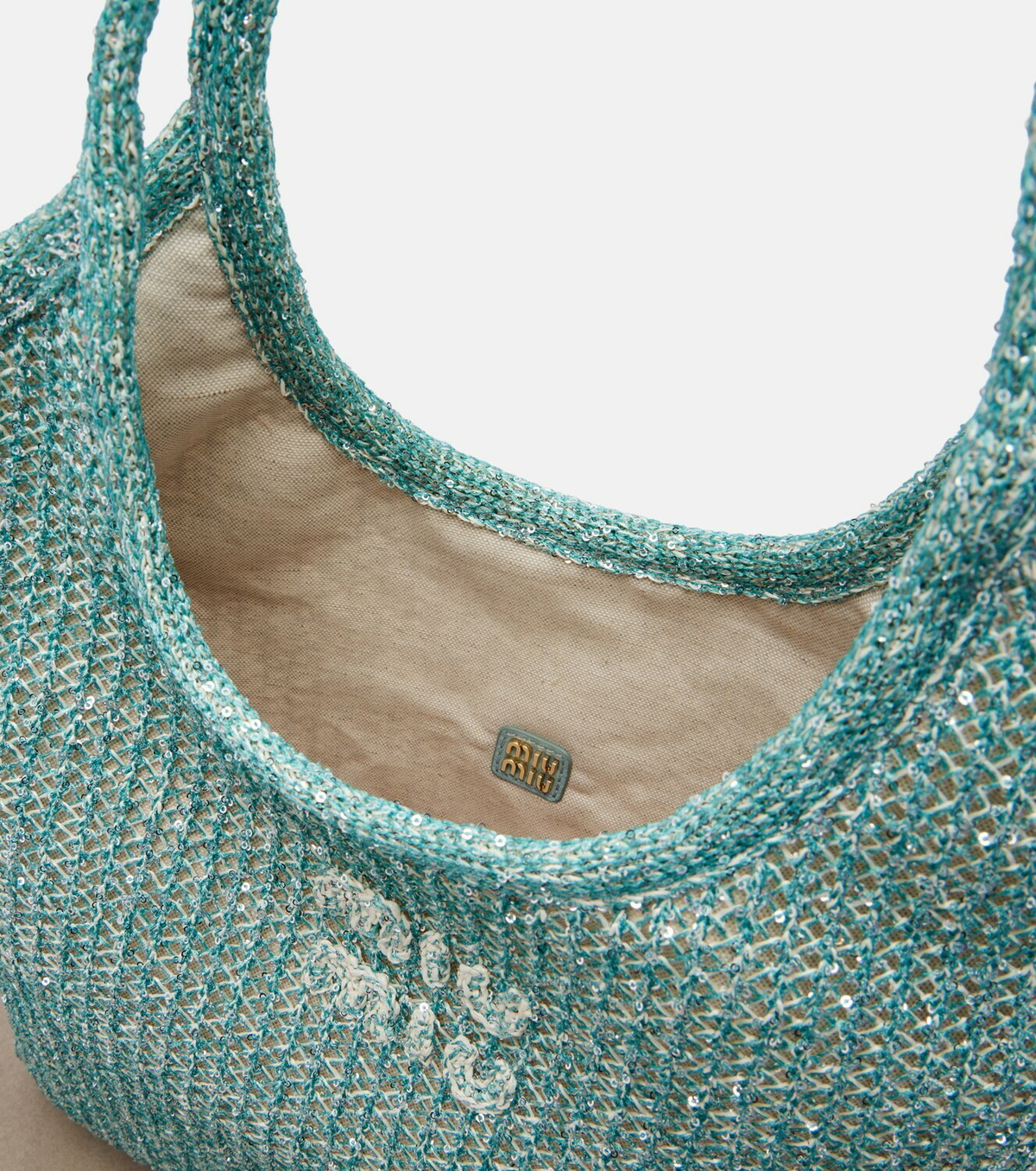 Miu Miu Ivy sequined mesh tote bag