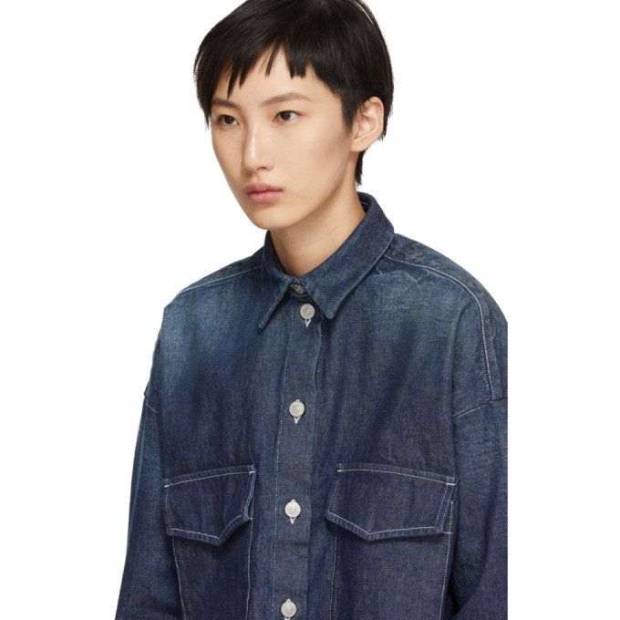 MM6 Maison Martin Margiela Indigo Garage Wash Denim Shirt Jacket