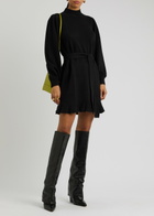 Paige Julita Belted Wool-blend Dress Black