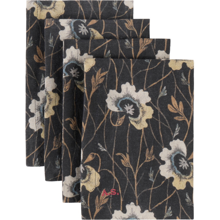 Photo: Autumn Sonata Four-Pack Black & Beige Berit Napkins