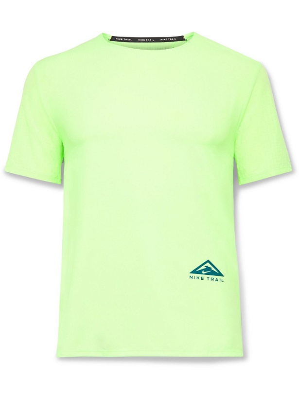 Photo: Nike Running - Rise 365 Logo-Print Dri-FIT Ripstop T-Shirt - Yellow
