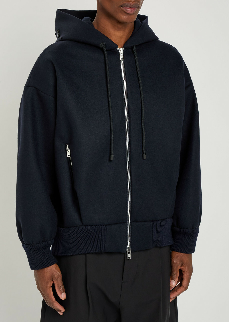 Simone Rocha Hooded Wool-blend Bomber Jacket Navy