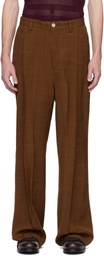 CMMN SWDN Brown Mari Deep Pleat Trousers