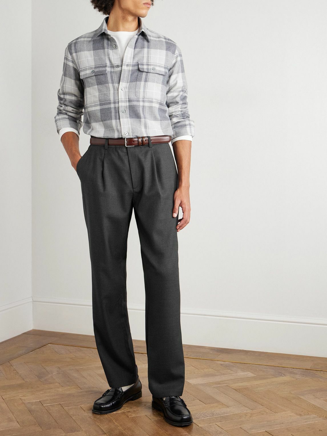 De Bonne Facture - Straight-Leg Pleated Super 130s Wool Suit Trousers - Gray