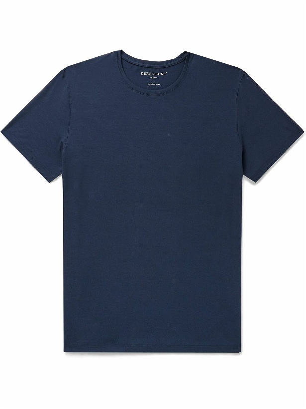 Photo: Derek Rose - Basel Stretch Micro Modal Jersey T-Shirt - Blue