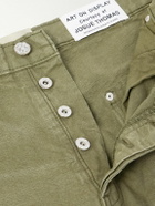 Gallery Dept. - Flared Distressed Cotton-Canvas Cargo Trousers - Green