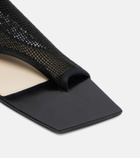 Christen Edge Stretch leather-trimmed mesh mules
