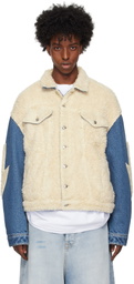 Members of the Rage Off-White & Blue Lightning Sherpa Denim Jacket