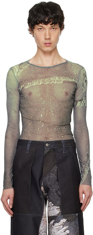 Photo: Serapis SSENSE Exclusive Green Drill Tech Long Sleeve T-Shirt