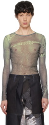 Serapis SSENSE Exclusive Green Drill Tech Long Sleeve T-Shirt