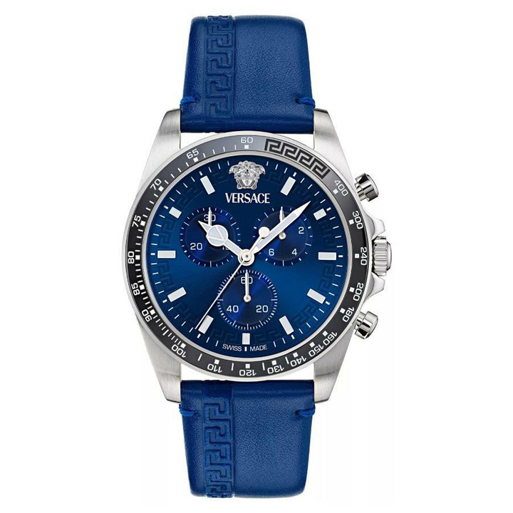 Photo: Versace Greca Chrono Wave Chronograph Quartz Blue Dial Mens Watch VE0H00125
