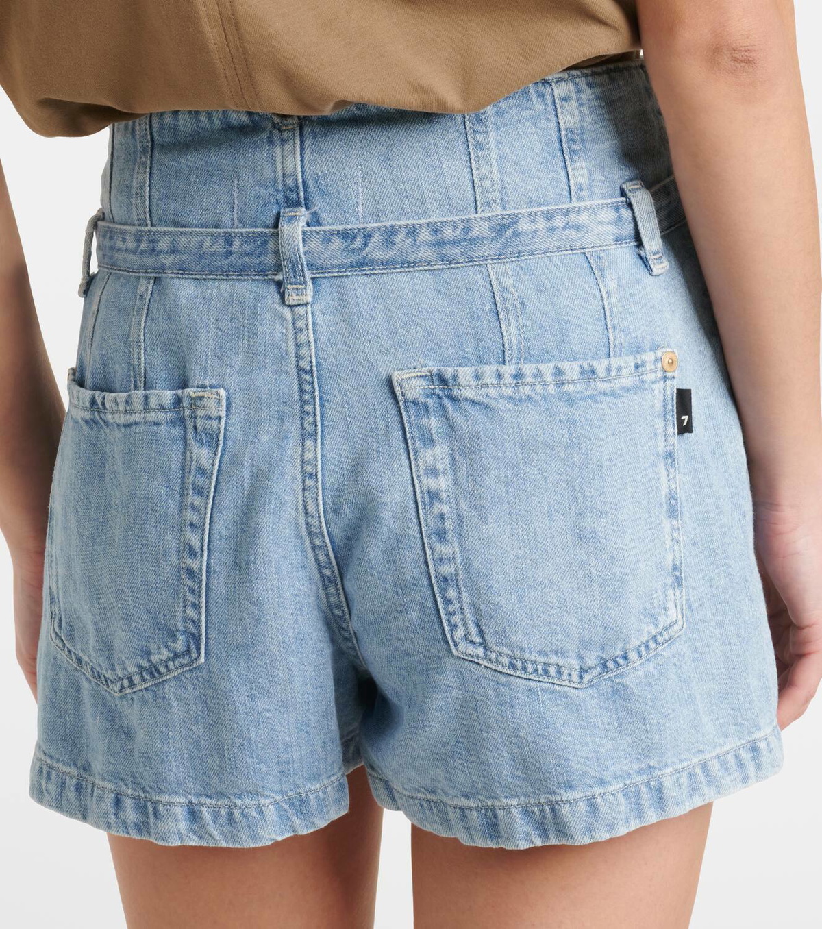 7 For All Mankind Kansas belted high-rise denim shorts