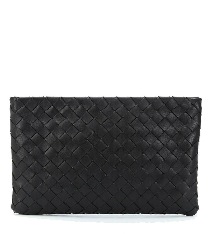 Photo: Bottega Veneta Medium intrecciato leather clutch