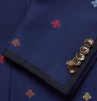 Gucci - Navy Appliquéd Embroidered Cotton-Piqué Blazer - Men - Navy