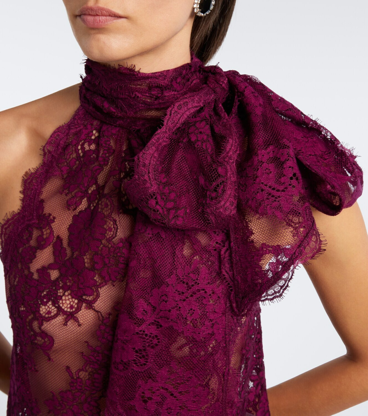 Retrofête Sigma sheer tie-neck lace top