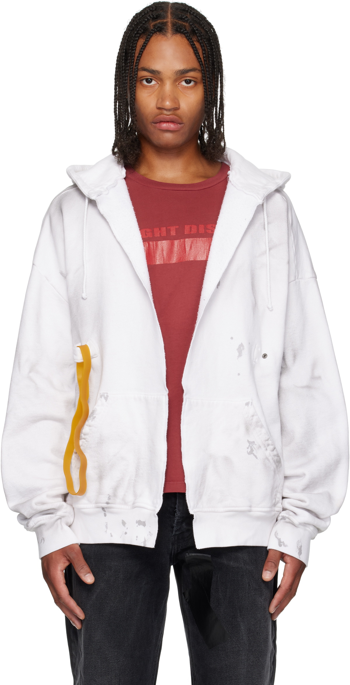 ALEXANDER DIGENOVA Off-White Rubber Band Hoodie