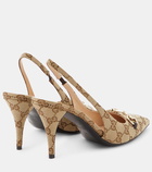 Gucci Horsebit GG canvas slingback pumps