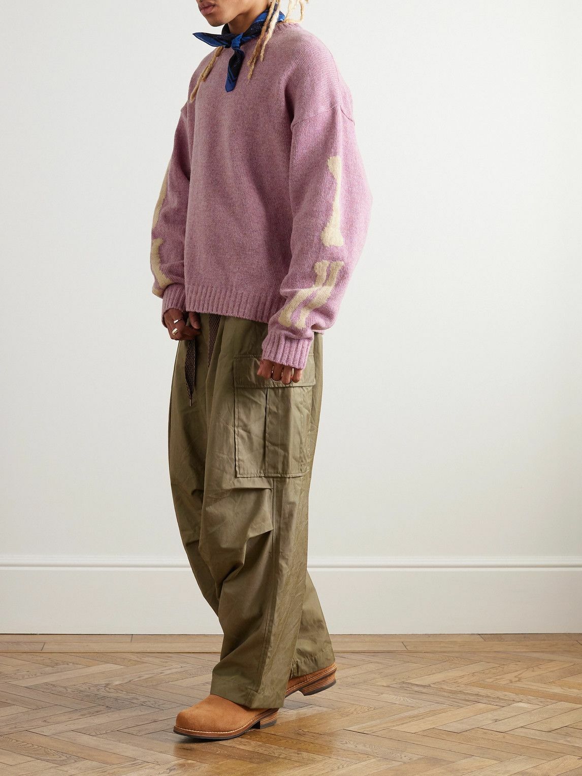 KAPITAL - 5G Intarsia Wool Sweater - Pink KAPITAL