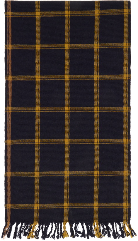 Photo: Margaret Howell Navy & Yellow Grid Check Scarf