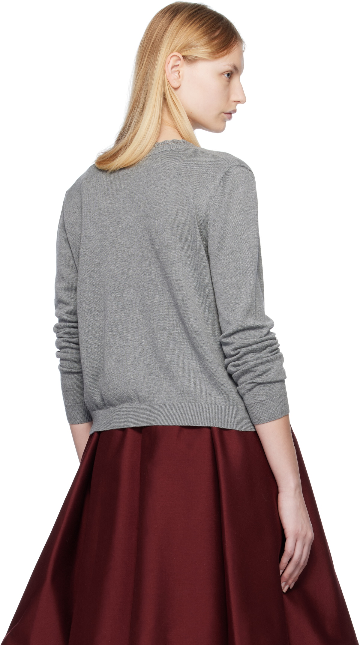 SHUSHU/TONG Gray Logo-Stitch Knit Cardigan Shushu/Tong