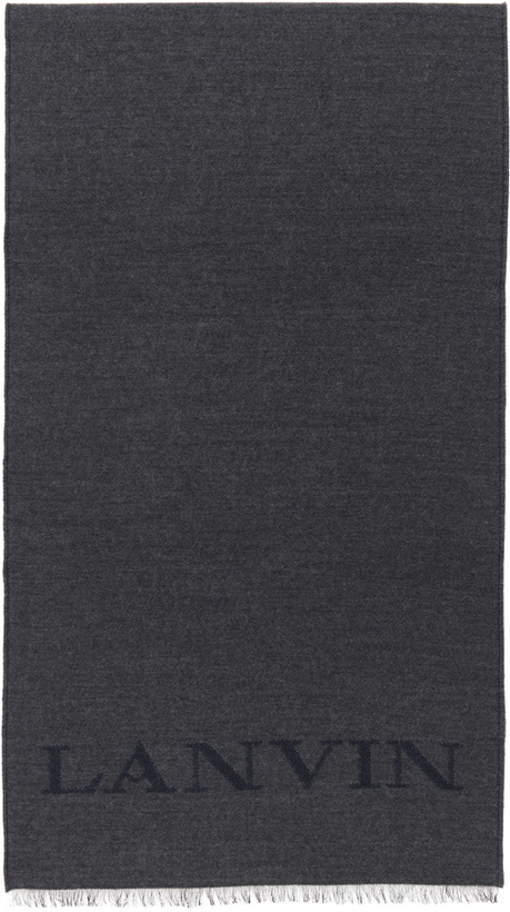 Photo: Lanvin Navy & Black Logo Woven Scarf
