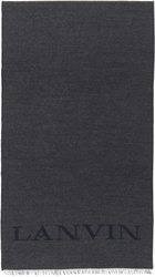 Lanvin Navy & Black Logo Woven Scarf