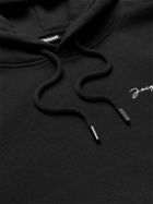 Jacquemus - Logo-Embroidered Organic Cotton-Jersey Hoodie - Black