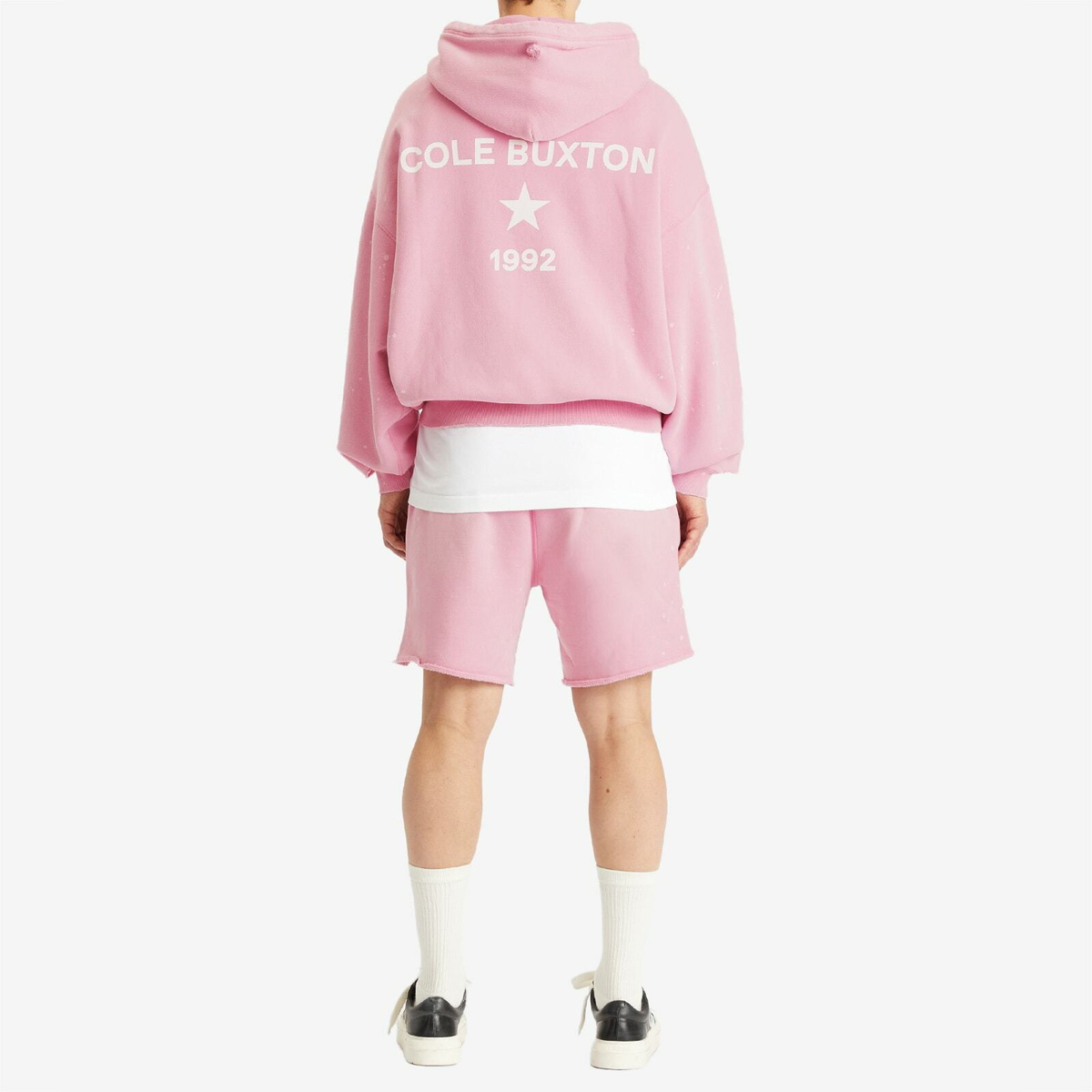 Cole Buxton Men's 1992 Distressed Hoodie in Washed Pink