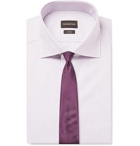 Ermenegildo Zegna - Grape Slim-Fit Cutaway-Collar Checked Trofeo Cotton-Poplin Shirt - Grape