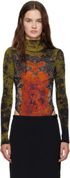 Jean Paul Gaultier Khaki & Orange 'The Médaillon' Open Back Bodysuit
