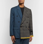 Off-White - Panelled Distressed Double-Breasted Virgin Wool Blazer - Gray