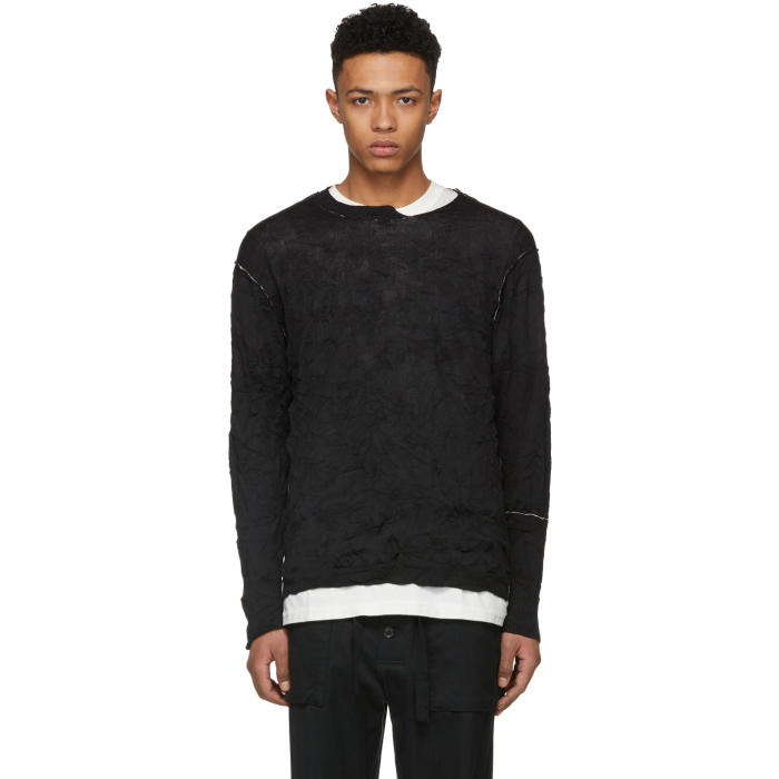 Yohji Yamamoto Black Destroyed Wrinkled Pullover Yohji Yamamoto