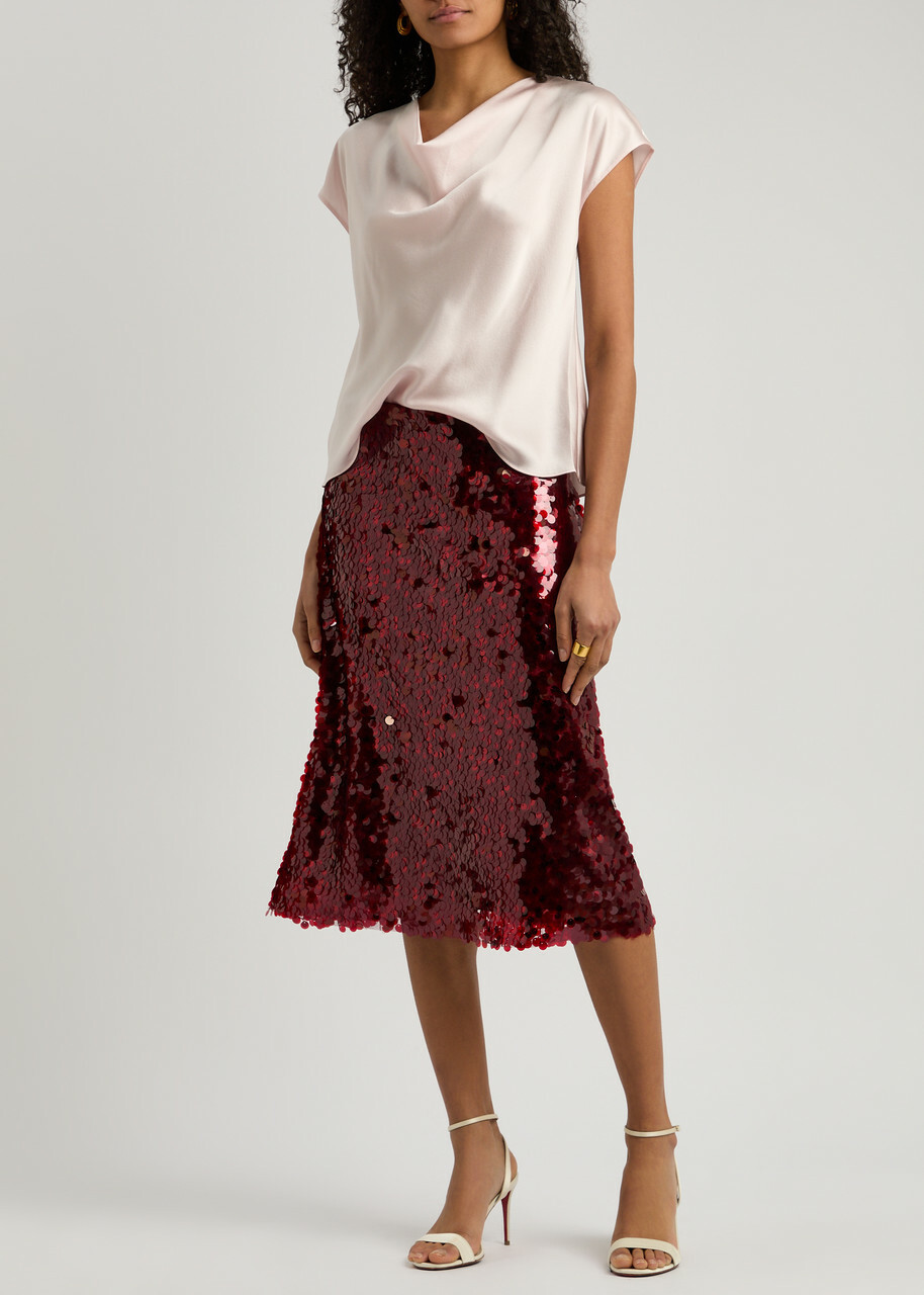 Vince Draped Silk-satin top Light Pink