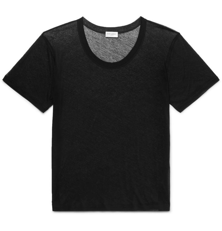 Photo: SAINT LAURENT - Cotton-Gauze T-Shirt - Black