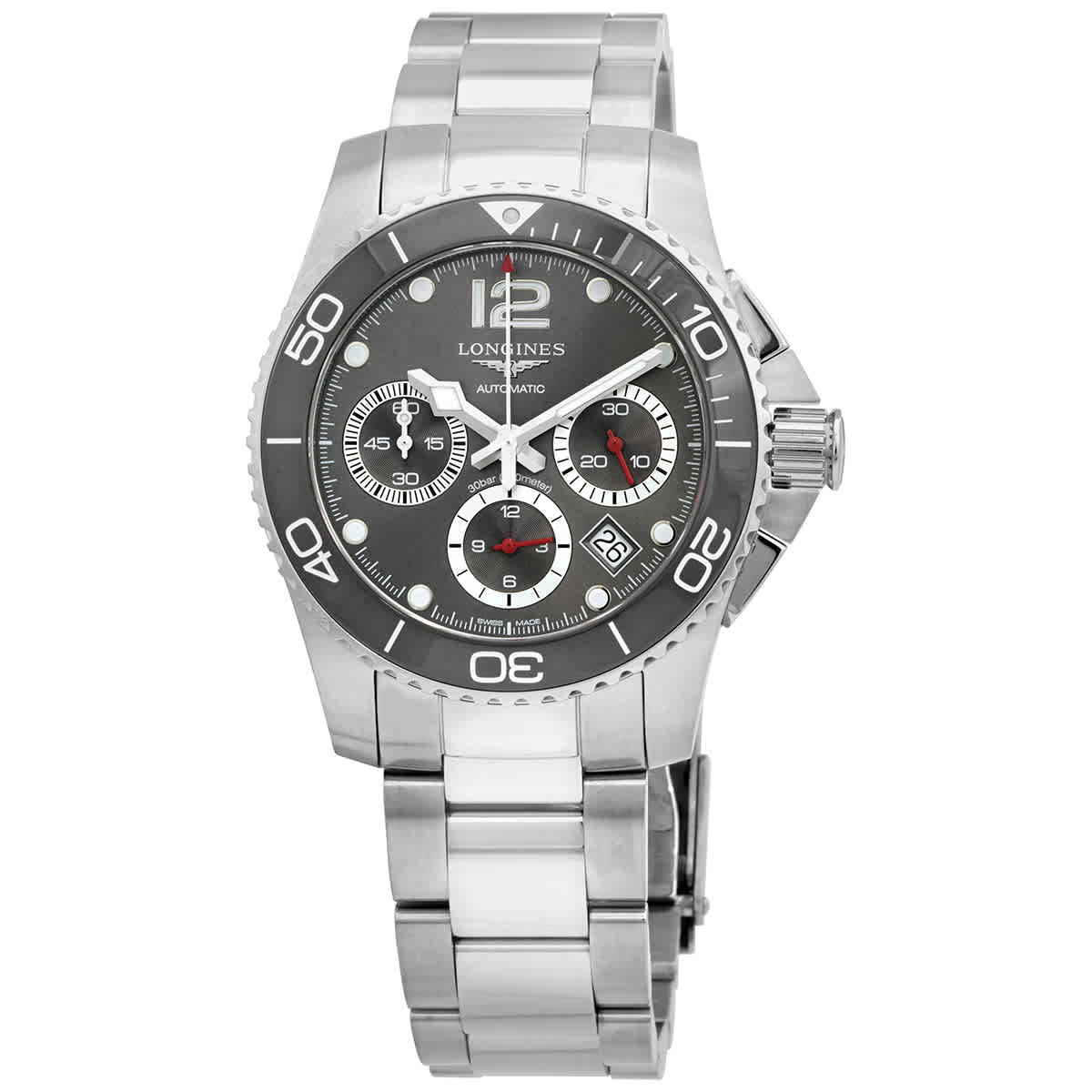 Longines Hydroconquest Chronograph Automatic Grey Dial Watch L3.783.4.76.6