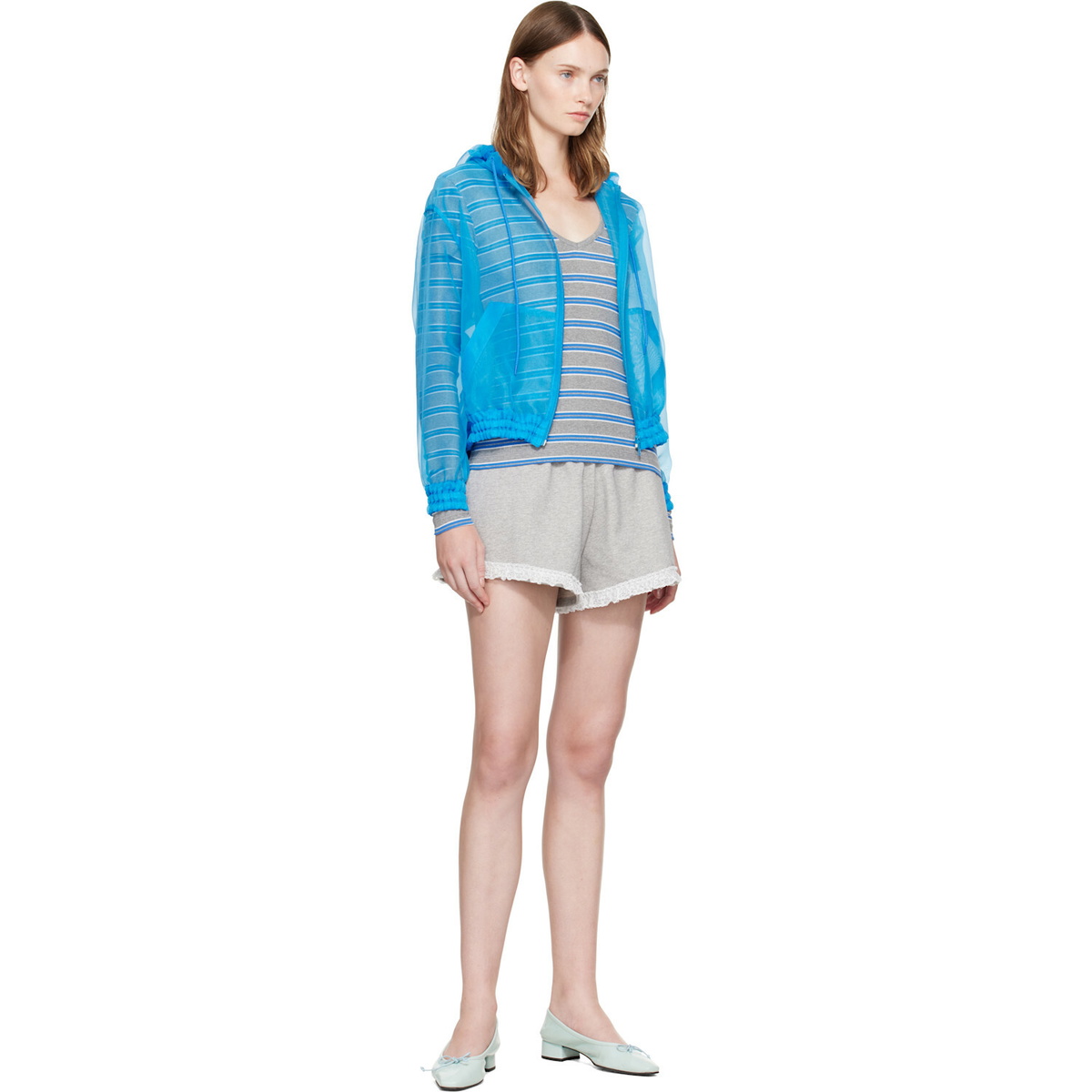 GANNI Gray & Blue Stripe Long-Sleeve T-shirt