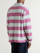 Aimé Leon Dore - Striped Cotton-Jersey Polo Sweater - Pink