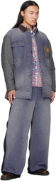 Khoki Blue Vintage-Effect Work Trousers