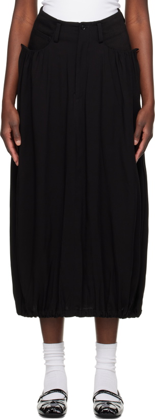 Photo: Y's Black Combination Denim Maxi Skirt