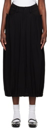 Y's Black Combination Denim Maxi Skirt