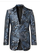 TOM FORD - Atticus Slim-Fit Silk-Blend Jacquard Tuxedo Jacket - Blue