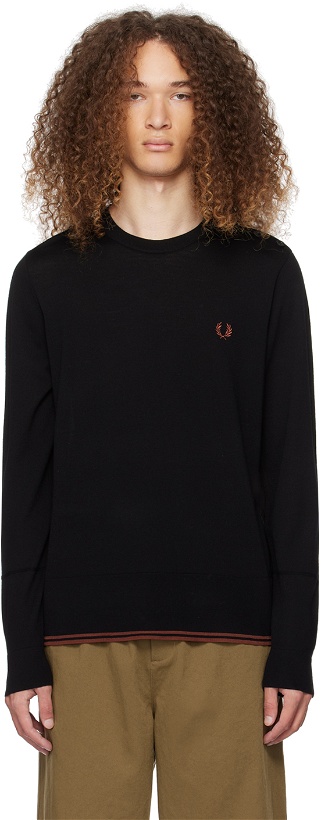 Photo: Fred Perry Black Embroidered Sweater
