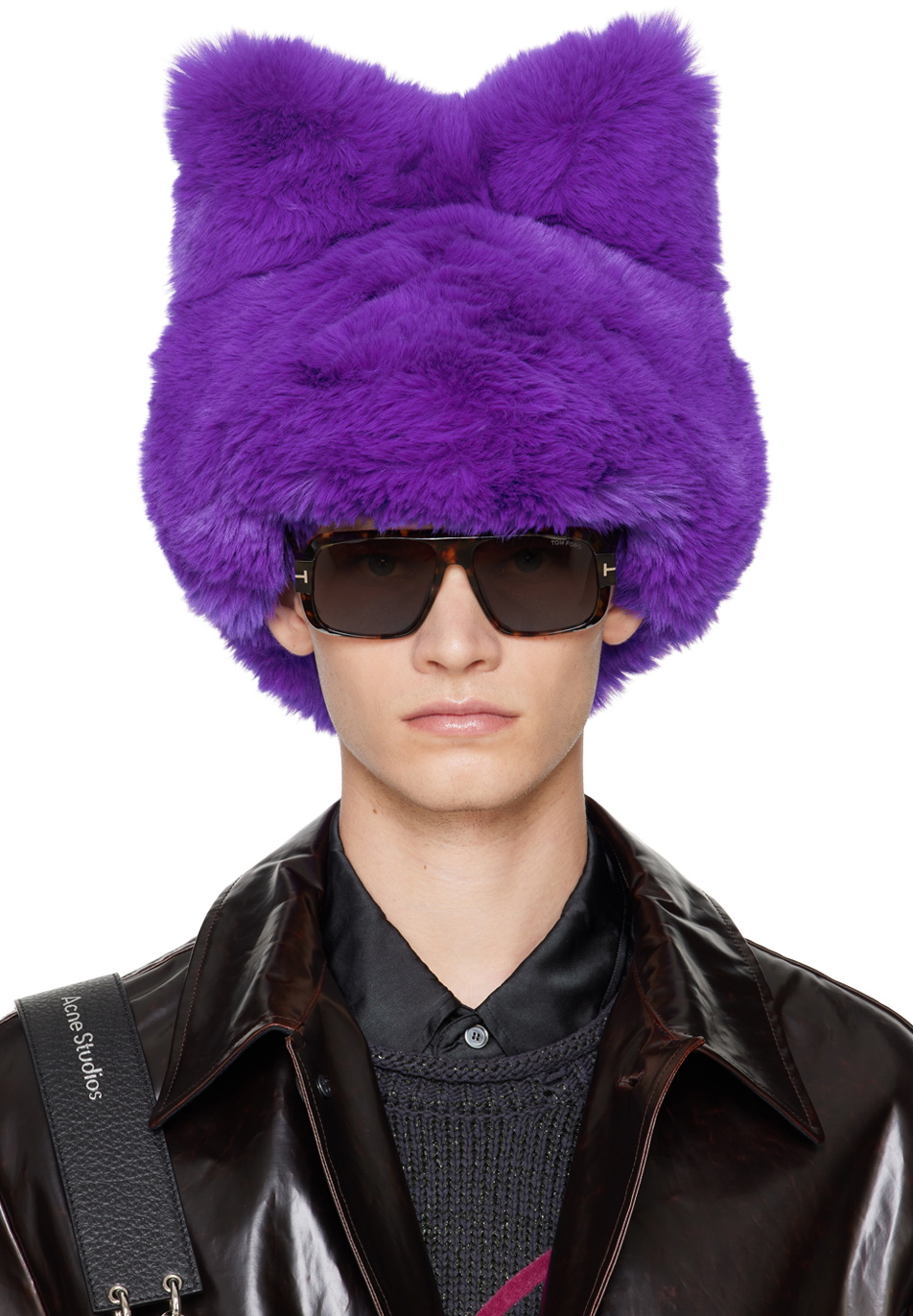 Acne Studios パープル　Fluffy リボン　ハット Acne Studios Purple Fluffy Bow Hat Acne Studios