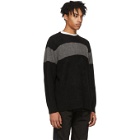 The Elder Statesman Black and Grey Cashmere Striped Racing Sweater