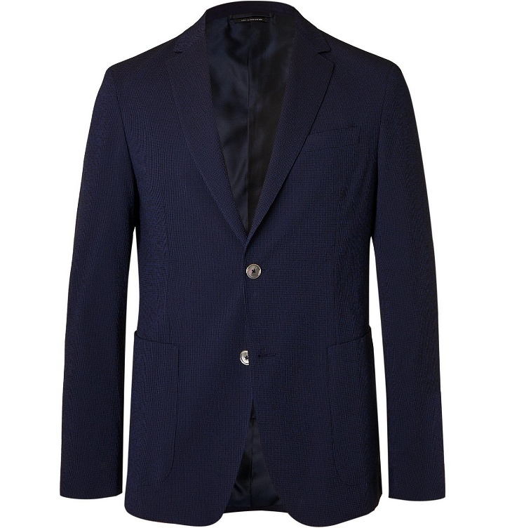 Photo: Hugo Boss - Nold Slim-Fit Unstructured Checked Cotton-Blend Seersucker Blazer - Blue