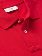 AMI PARIS - Logo-Appliquéd Cotton-Piqué Polo Shirt - Red