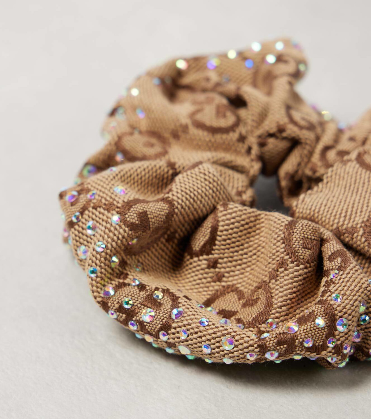 24AW new/GUCCI GGキャンバス クリスタル装飾シュシュ Scrunchie Gucci GG Canvas crystal-embellished scrunchie Gucci