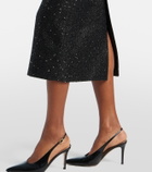 Carolina Herrera Sequined lamé tweed pencil skirt