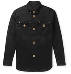 Versace - Button-Down Collar Stretch-Cotton Gabardine Overshirt - Black